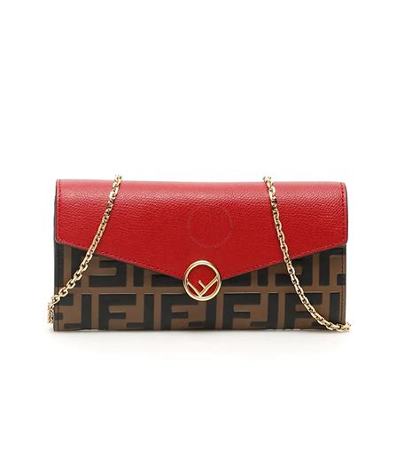 fendi continental wallet red|Fendi billfold wallet.